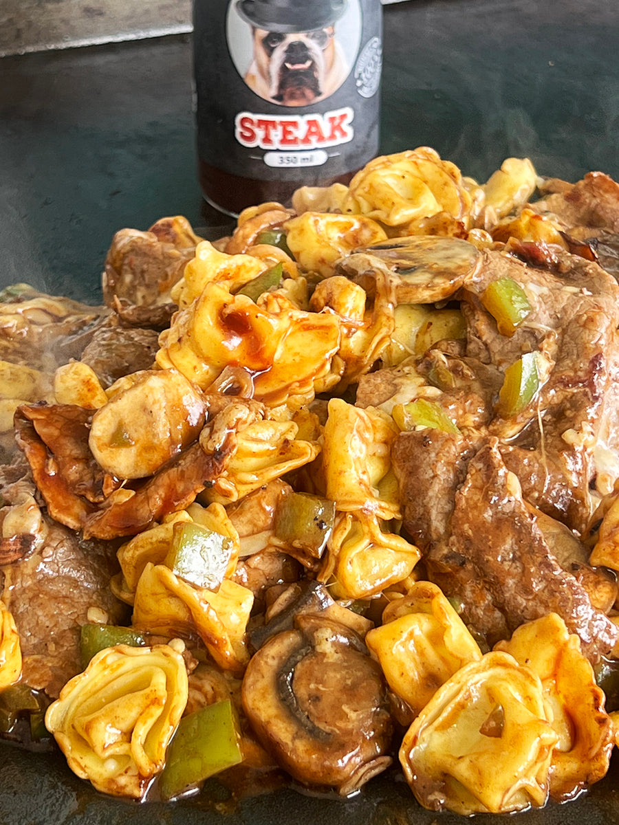 Philly Cheese Steak Tortellinis on Plancha &ndash; Les sauces Firebarns
