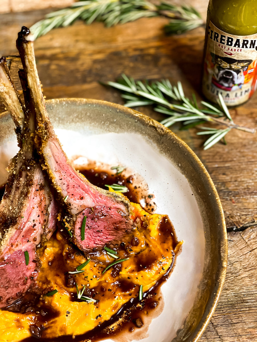 RACK OF LAMB IN A HERB AND PARMESAN CRUST – Les sauces Firebarns