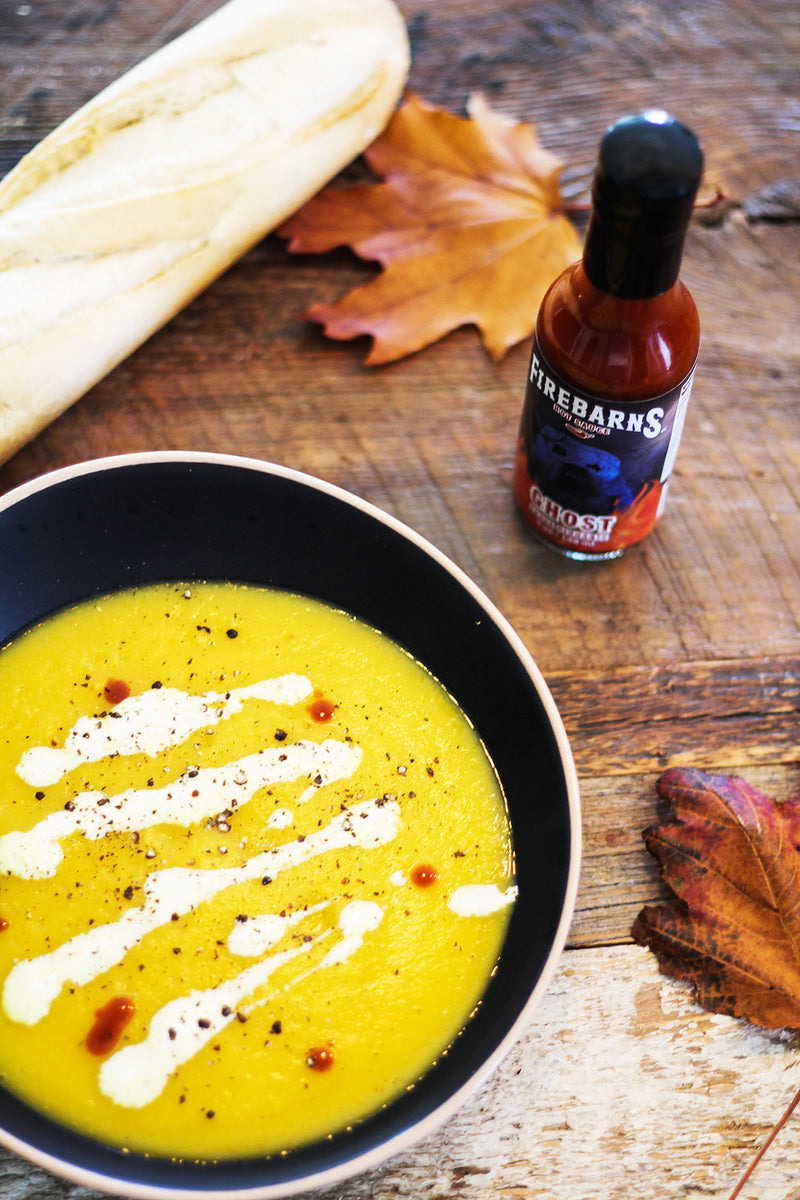 Squash, Roasted Garlic, Curry and Firebarns Ghost Soup Recipe – Les sauces Firebarns