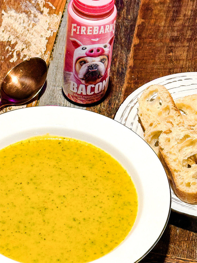 soupe brocoli cheddar sauce piquante firebarns bacon