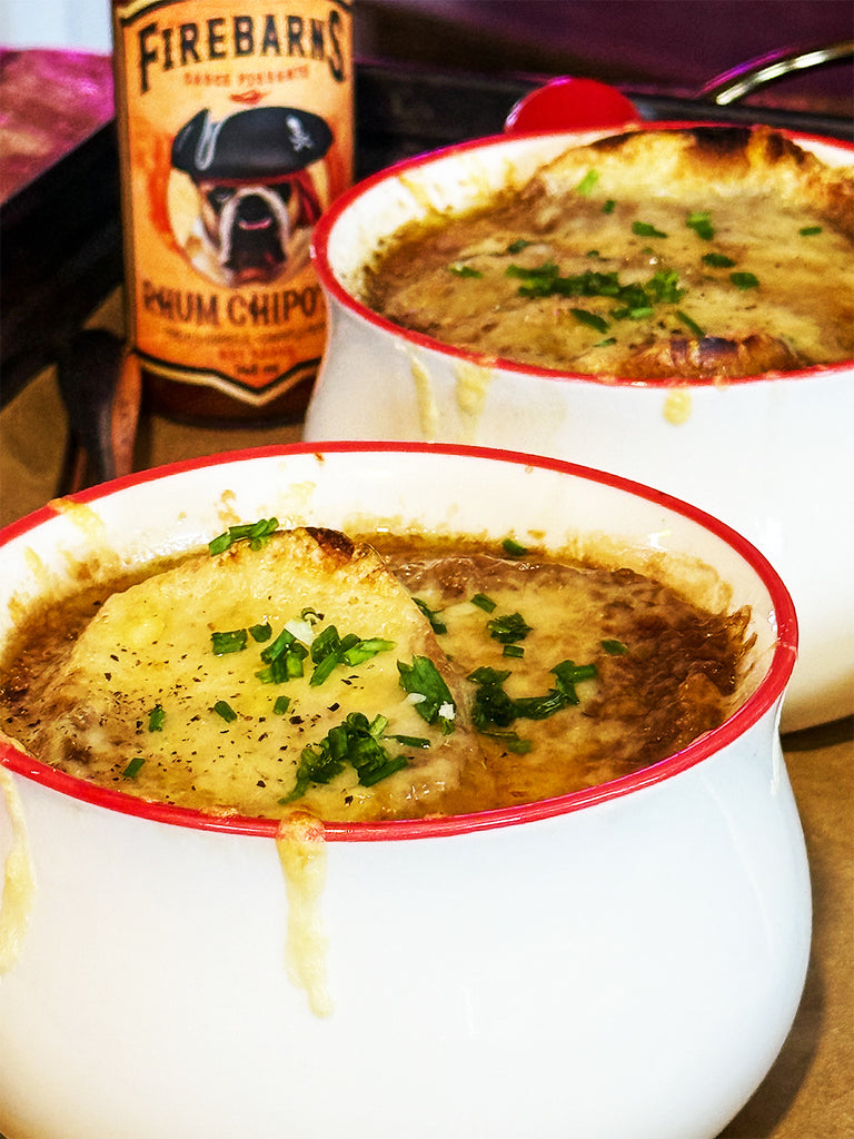 la meilleure soupe à l'oignon gratinée sauce piquante rhum chipotle firebarns